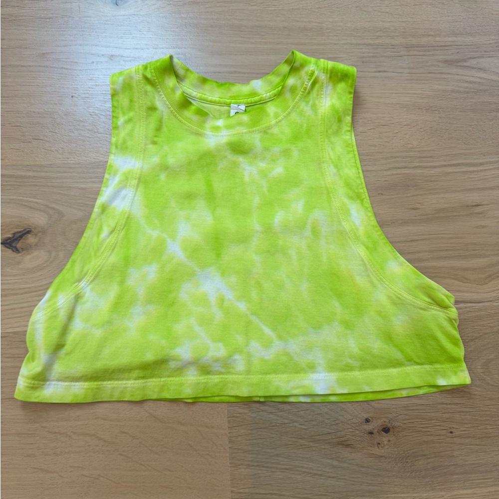 Lululemon Athletica Neon Green Tie-Dye Top